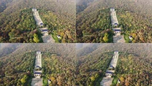 南京市钟山风景名胜区中山陵景区秋景航拍高清在线视频素材下载
