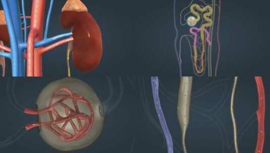 泌尿系统肾脏尿液形成过程生理学新陈代谢高清在线视频素材下载