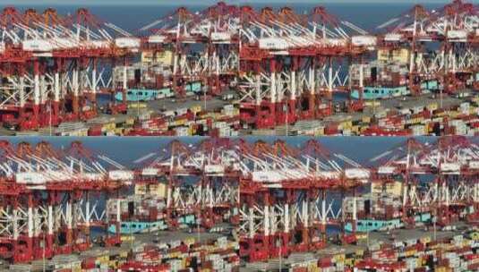 繁忙的商业港口-上海洋山港高清在线视频素材下载