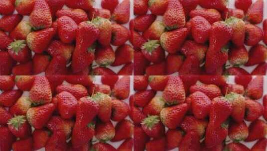 牛奶草莓下喷出高速升格唯美高清在线视频素材下载