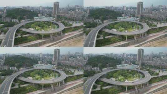 重庆北碚嘉陵江大桥公路车流航拍高清在线视频素材下载