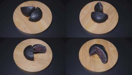 五黑桑葚紫米饼粗粮代餐零食健康饱腹高清在线视频素材下载