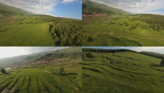 辽阔的草原 美丽的村庄高清在线视频素材下载