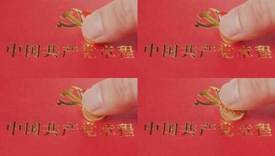 中国共产党章程和党徽喜迎二十大红色题材高清在线视频素材下载
