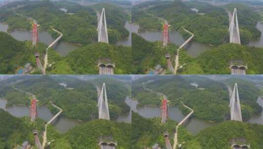 航拍贵州红枫湖大桥和花鱼洞大桥高清在线视频素材下载
