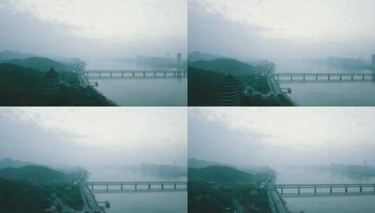 日出 城 建筑 旅行风景 桥 六和塔 杭州西湖高清在线视频素材下载