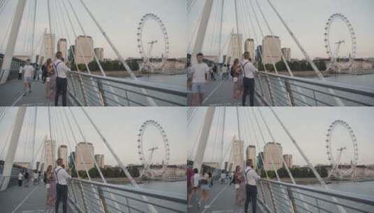 伦敦泰晤士河参观的游客高清在线视频素材下载
