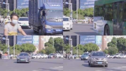 街头   车流 人流  十字路口   城市街头高清在线视频素材下载