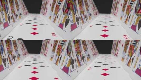 扑克牌搭建的3维隧道高清在线视频素材下载