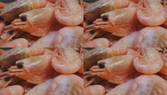 新鲜的虾 平铺拍摄高清在线视频素材下载
