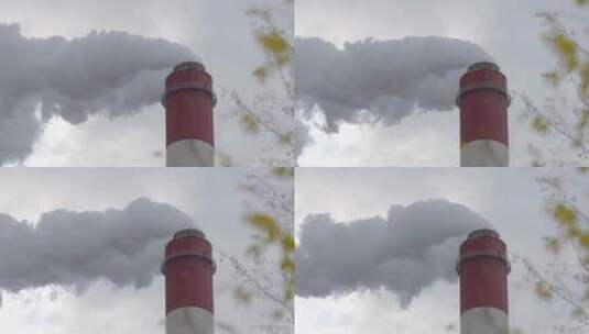 工厂烟囱废气排放高清在线视频素材下载