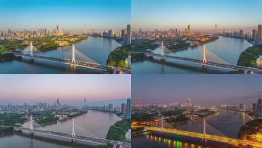 8K广州海印大桥日转夜延时高清在线视频素材下载