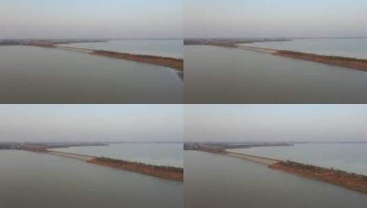 池州市东至县升金湖航拍大桥高清在线视频素材下载
