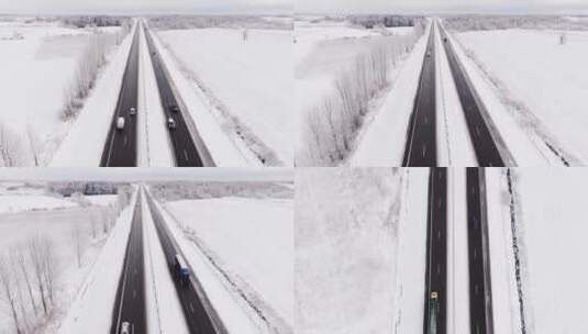 新疆雪景公路高清在线视频素材下载