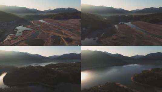 安徽宏村奇墅湖冬季航拍4K高清在线视频素材下载