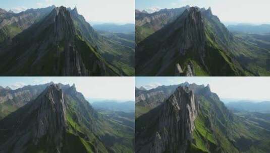航拍的山峰景观高清在线视频素材下载