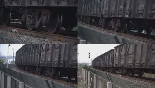 4K2个镜头火车轮子特写摇镜头高清在线视频素材下载