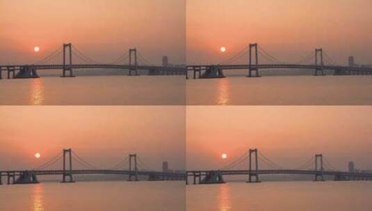 跨海大桥 大连 夜景 大连星海湾跨海大桥高清在线视频素材下载