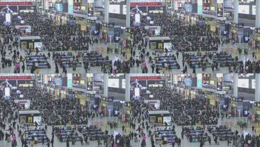 2023年春运上海虹桥火车站密集人流高清在线视频素材下载