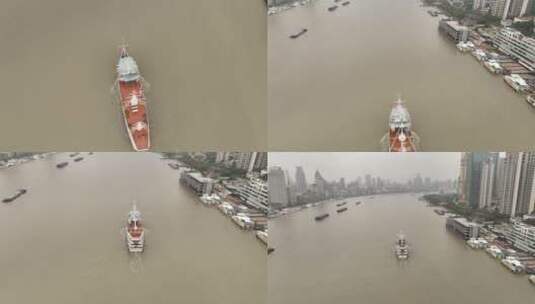 上海陆家嘴阴天航拍高清在线视频素材下载