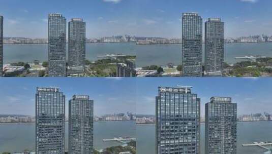 杭州滨江高楼大厦航拍高清在线视频素材下载