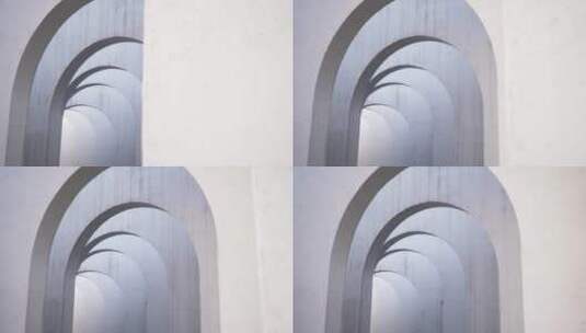 圆拱门走廊白墙现代简洁建筑高清在线视频素材下载