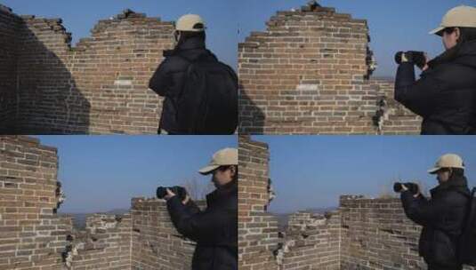 中国女性烽火台内拍摄风景高清在线视频素材下载