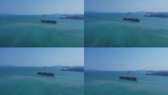 深港海湾海运货船出港海上运输C高清在线视频素材下载