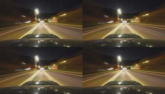 晚上汽车行驶在高速公路上延时摄影高清在线视频素材下载