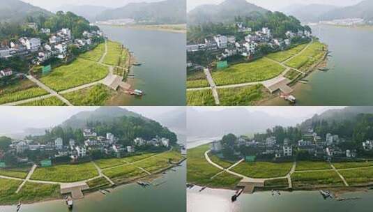 安徽皖南歙县新安江山水画廊航拍高清在线视频素材下载
