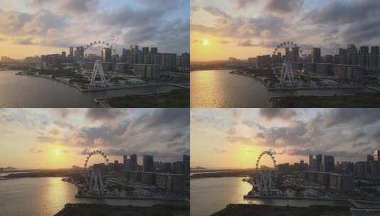 4K航拍深圳湾区之光 前海中心高清在线视频素材下载