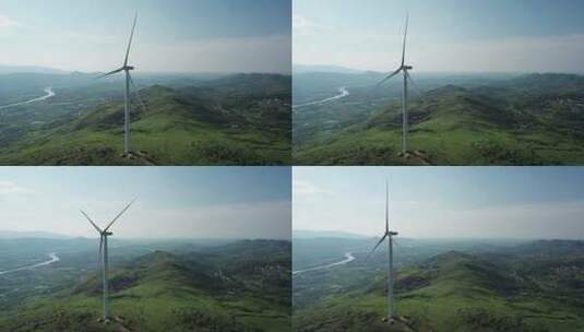 航拍户外山区风光新能源风力发电高清在线视频素材下载