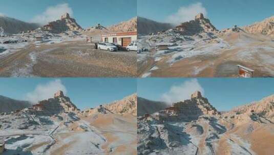 西藏旅游风光冬季冰雪覆盖古格王朝遗址高清在线视频素材下载