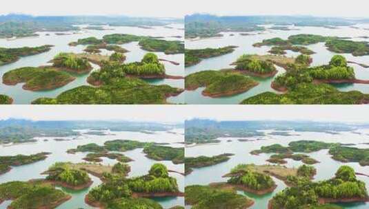 杭州千岛湖春天晨曦航拍高清在线视频素材下载