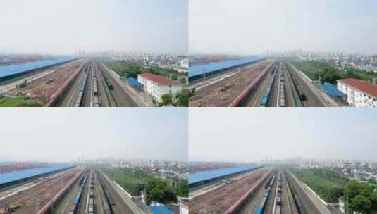 重庆渝新欧物流园铁路运输航拍4K高清在线视频素材下载