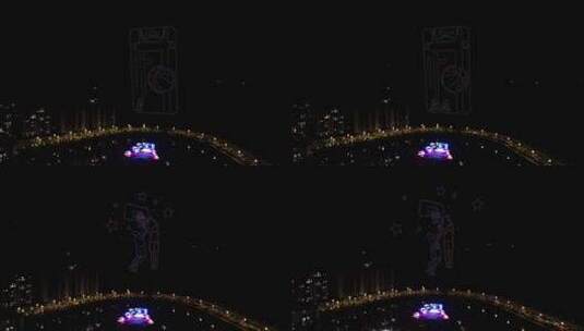贵州台江夜上空百架无人机灯光作画高清在线视频素材下载