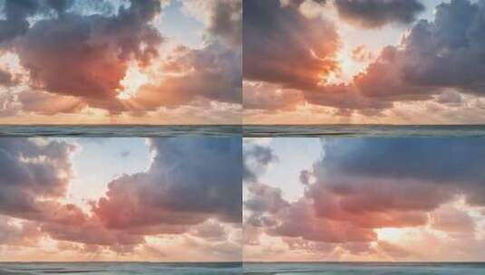海面上美丽的日落波浪平缓高清在线视频素材下载