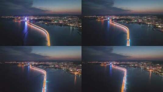 大连星海湾大桥夜景高清在线视频素材下载