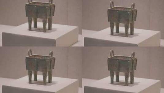 河南安阳航拍景点文字博物馆文物展示青铜器高清在线视频素材下载