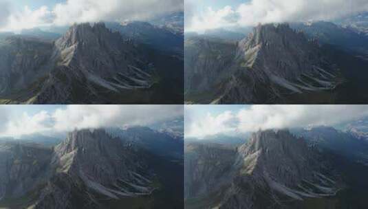 航拍天空下的山脉高清在线视频素材下载