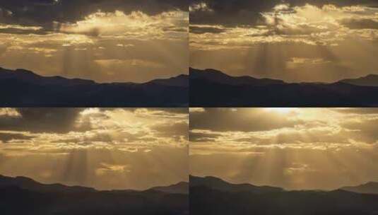 日落晚霞云彩耶稣光延时摄影高清在线视频素材下载