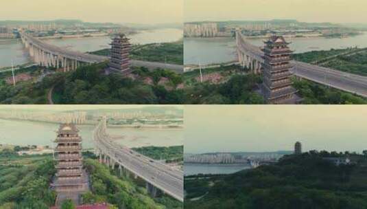 重庆鱼洞长江大桥航拍城市江岸航拍高清在线视频素材下载