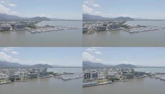 航拍城市的港口码头高清在线视频素材下载