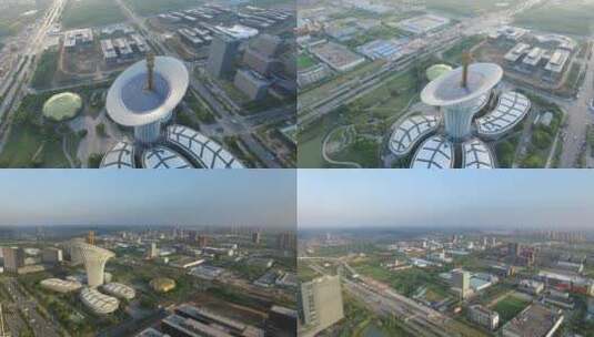 武汉光谷航拍新能源研究院地平线俯拍高清在线视频素材下载