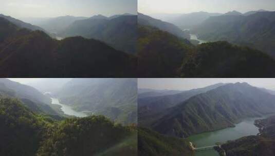 江西水坝航拍山川河流大地高清在线视频素材下载