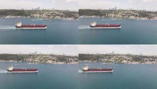 航拍海上运输船舶高清在线视频素材下载