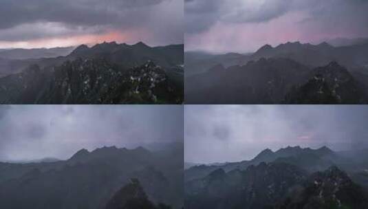 北京箭扣长城暴雨云海晚霞日转夜延时摄影8k高清在线视频素材下载