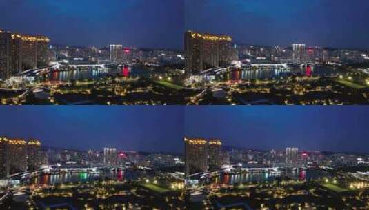 航拍福建泉州万达广场夜景高清在线视频素材下载
