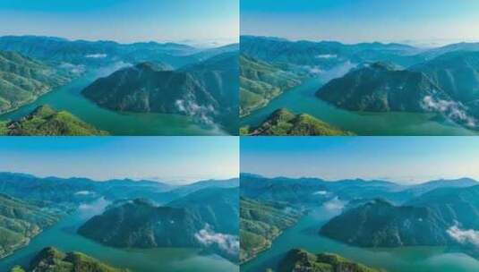 航拍皖南川藏线青龙湖风景区山河风光高清在线视频素材下载