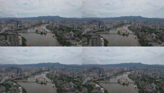 福建福州解放大桥中洲岛航拍高清在线视频素材下载